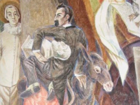 Canestrini raffigurato con un busto di Darwin sotto il braccio
