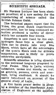 Estratto dal Repubblican News , giornale dell’Ohio, che cita il latino sine flexione di Peano nel 1904