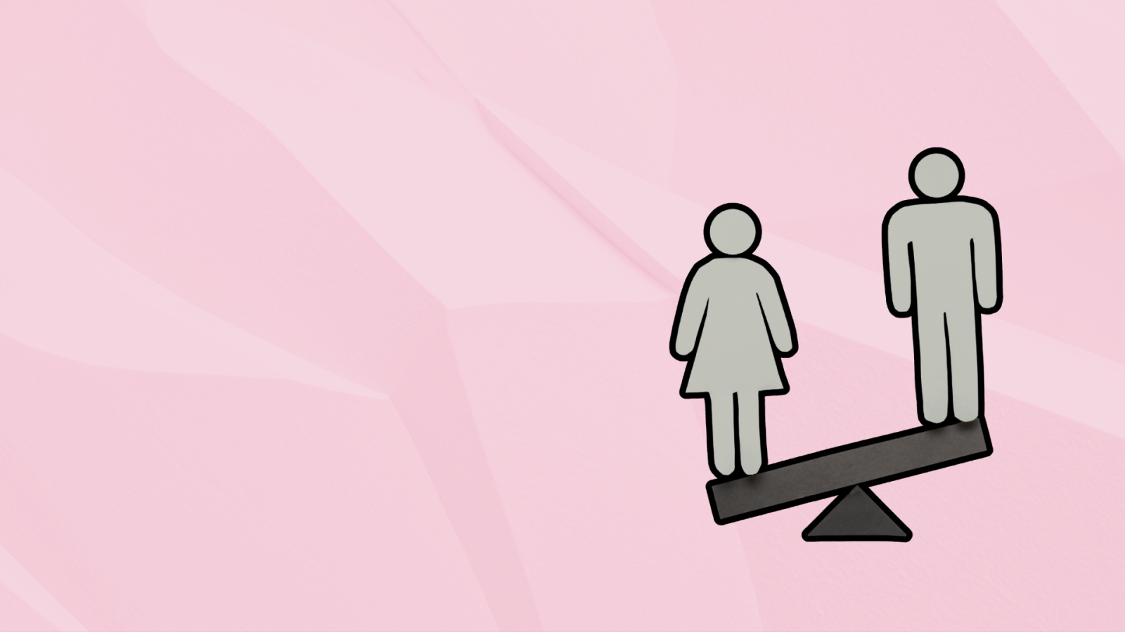 bilancia in disequilibrio con figure stilizzate di uomo e donna