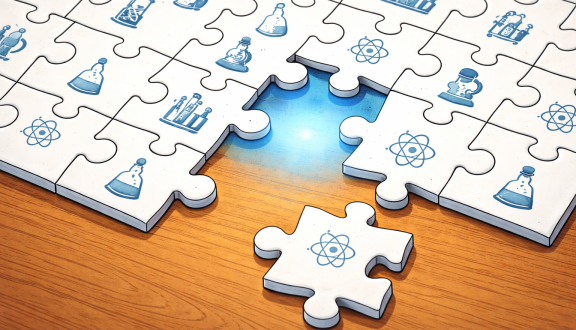 puzzle incompleto con simboli scientifici
