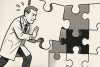 medico che inserisce una tessera in un grande puzzle
