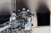 I vigili del fuoco dopo l incendio all'Universita della Tuscia