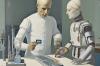 Ritratto immaginario di un ricercatore umano e del suo assistente robot