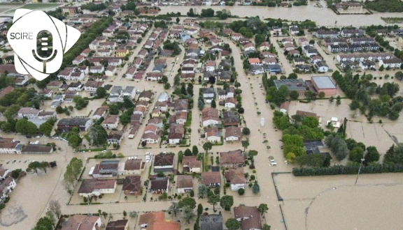 Uno scatto di case e strade allagate in Emilia-Romagna nel 2023