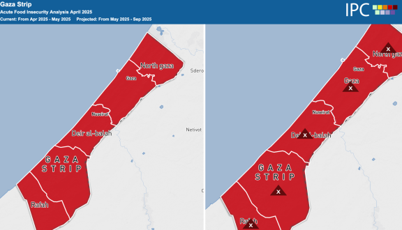 la striscia di Gaza nella mappa di IPC