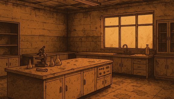 disegno di un laboratorio abbandonato