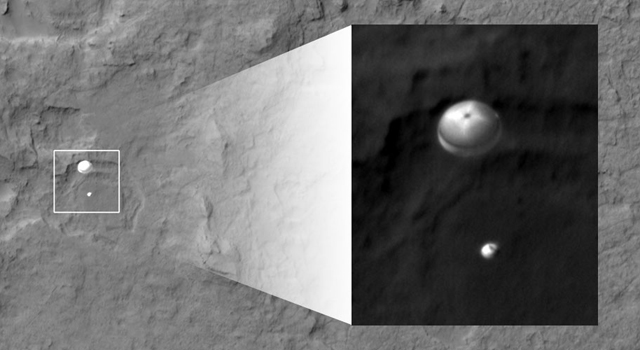 Discesa di Curiosity fotografata da HiRISE