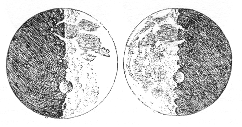 Le immagini della Luna vista col cannocchiale disegnate da Galileo e pubblicate nel Sidereus Nuncius