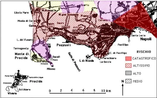 Fig. 1 - The volcanic risk in the Campi Flegrei and in the city of Naples