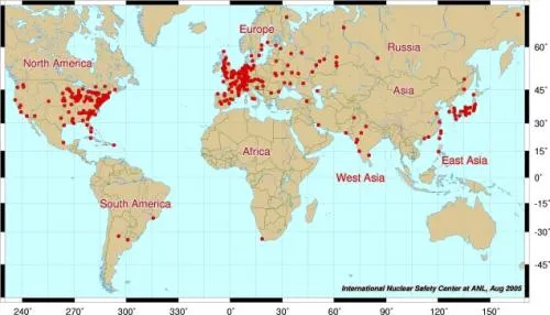 Le centrali nucleari in funzione nel mondo
