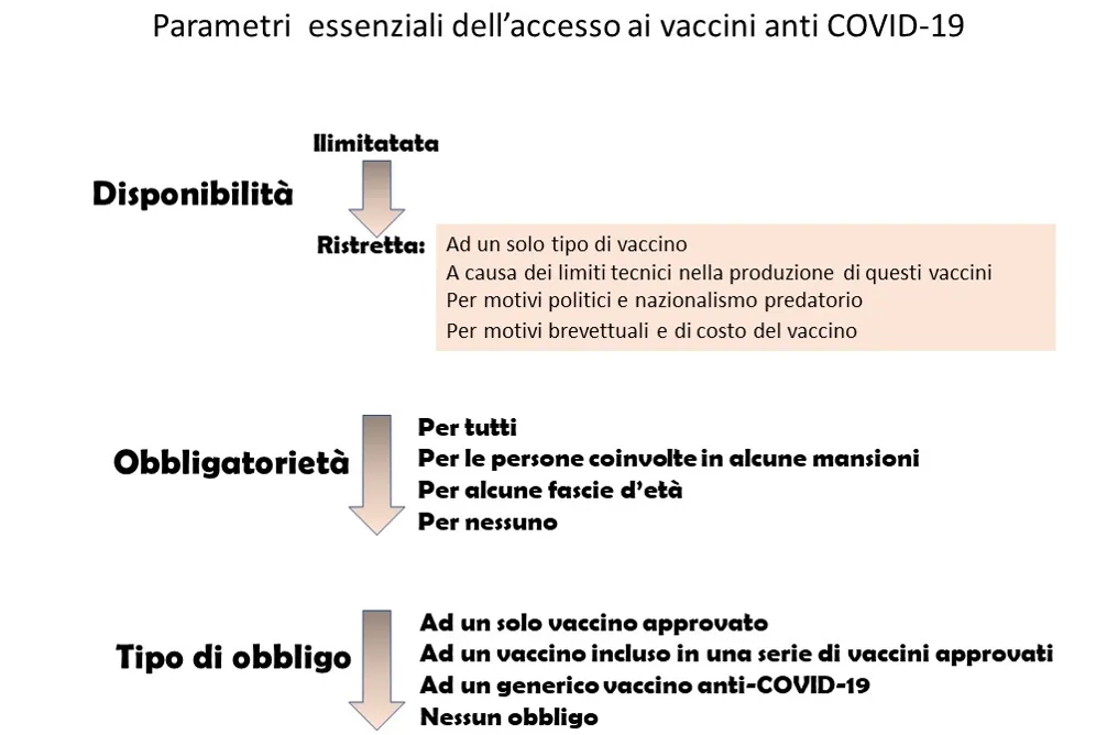 Figura 3. Alcuni parametri su cui, tra qualche tempo, si dovrà articolare la valutazione dell’obbligatorietà del vaccino anti Covid-19