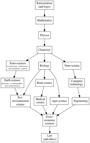 Figura 1 Schema delle scienze, senza alcuna pretesa di completezza, secondo Balaban e Klein