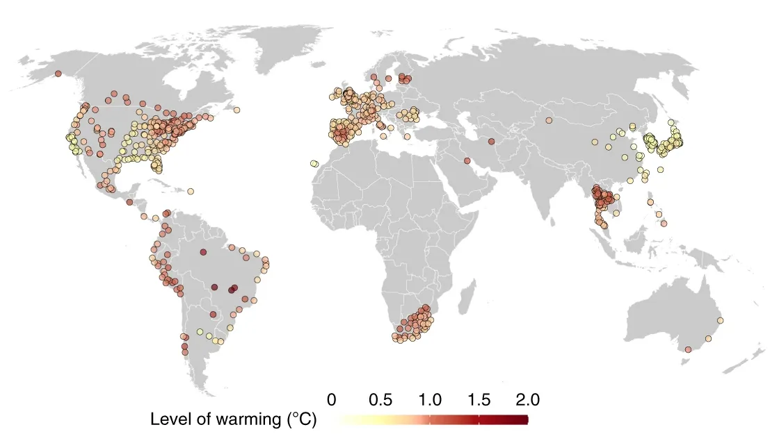 Differenza media delle temperature della stagione calda tra lo scenario fattuale e quello controfattuale (senza contributo antropico). Fonte: per gentile concessione degli autori…