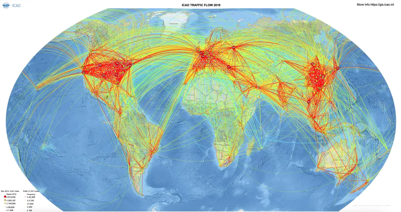 Mappa del traffico aereo aggiornata al 2019
