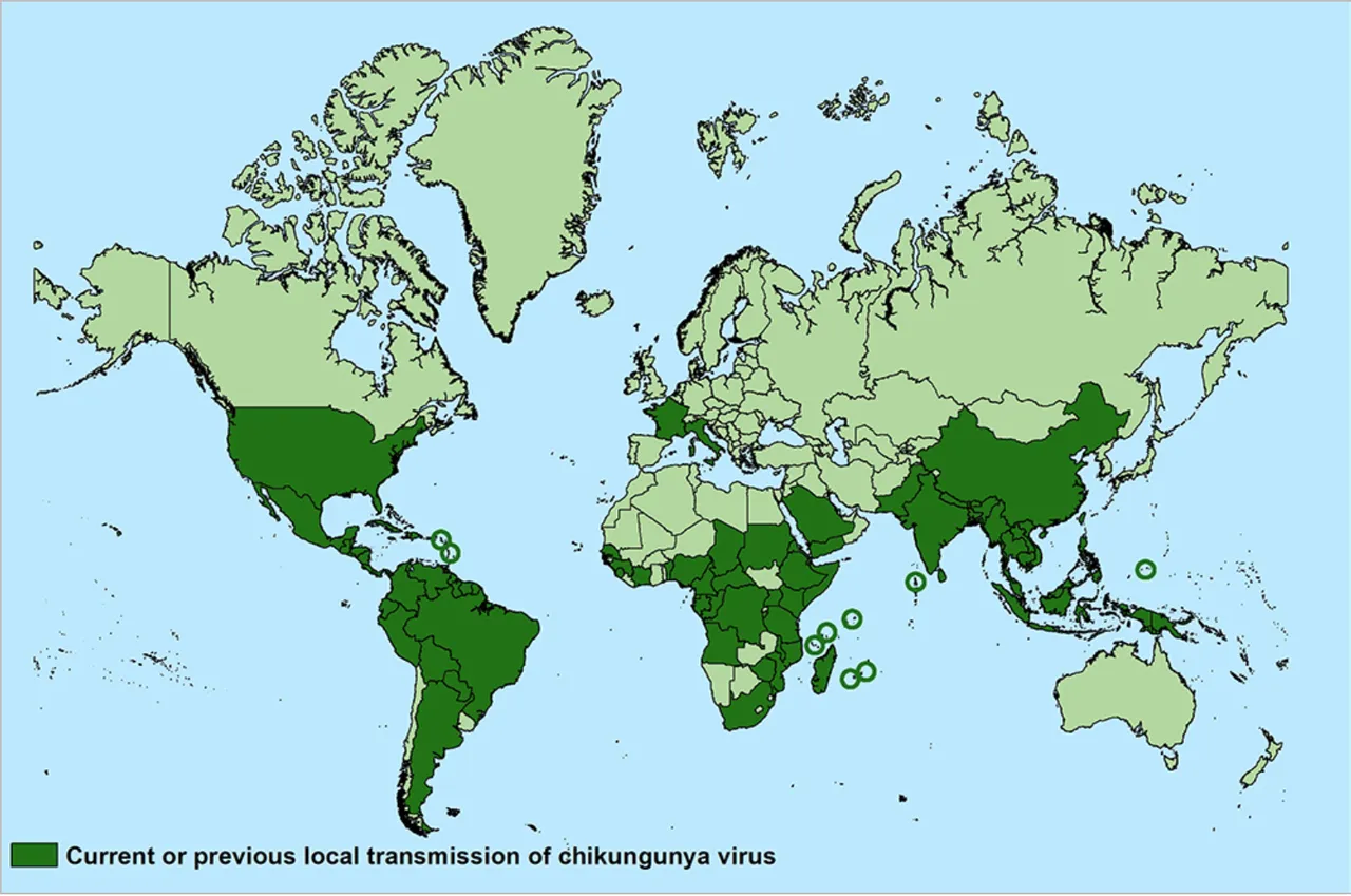 Aree in cui sono stati riportati casi di Chikungunya al 2020