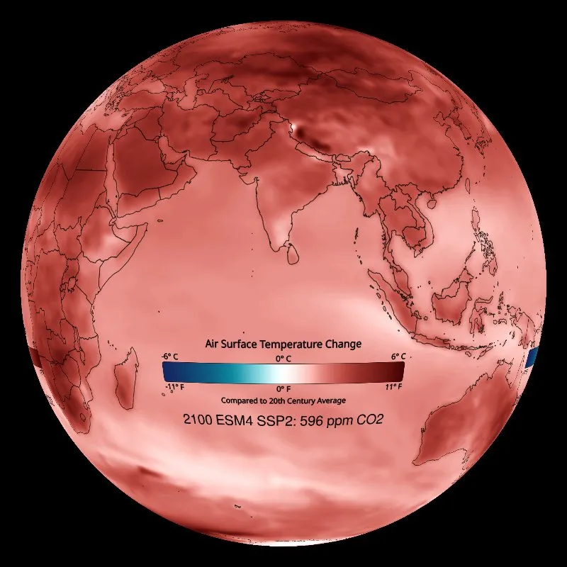 Variazione della temperatura dell&rsquo;aria alla superficie terrestre, rispetto alla media del XX secolo