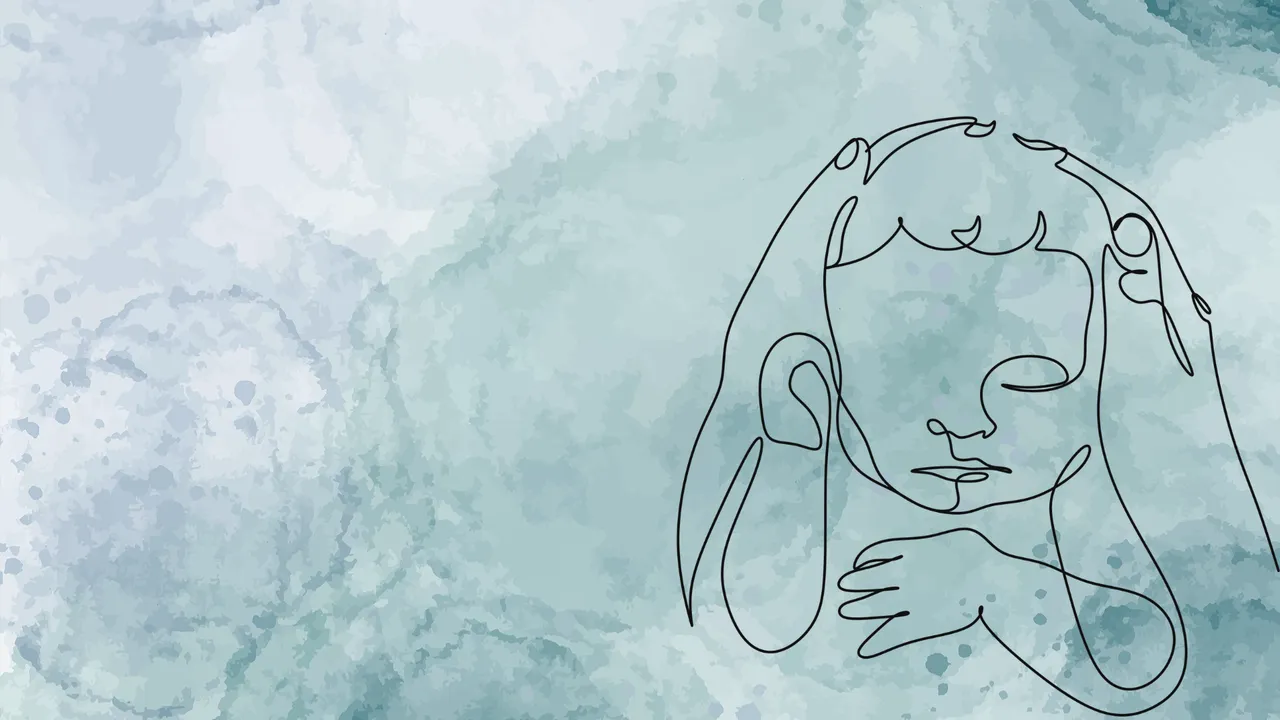 disegno con singolo tratto di neonato su sfondo acquarello