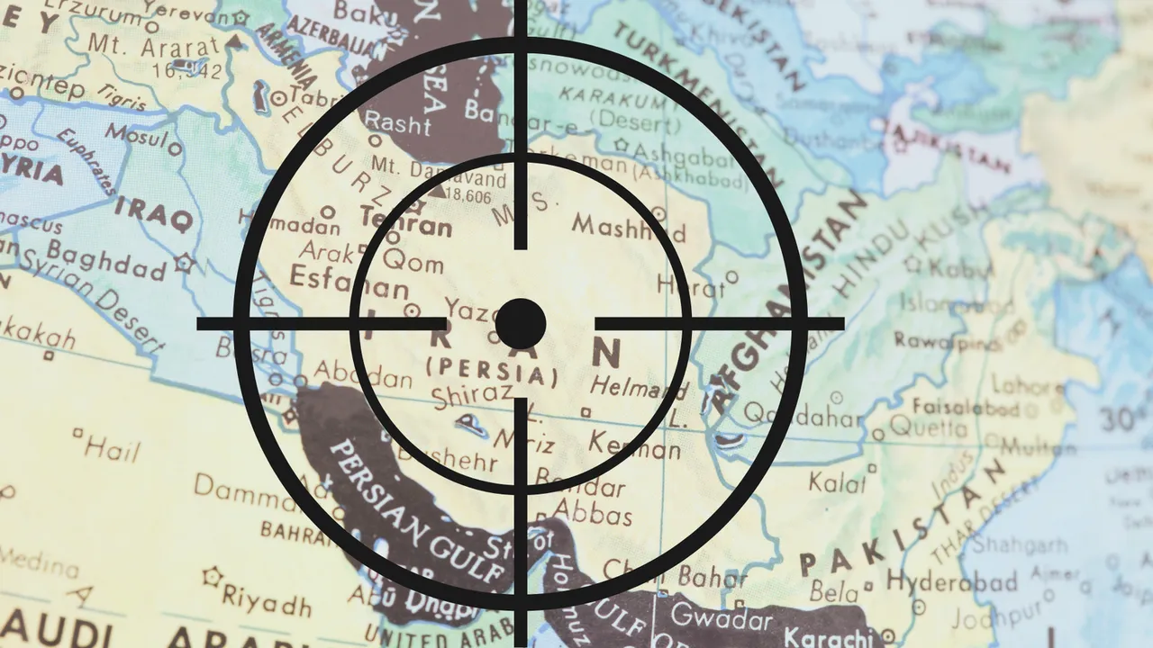 mappa Iran al centro di un mirino di precisione