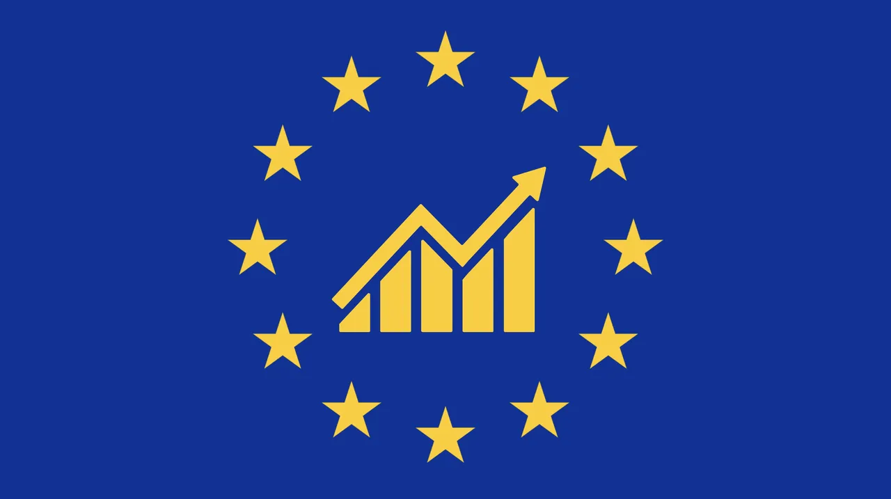 grafico di crescita dentro a bandiera eu