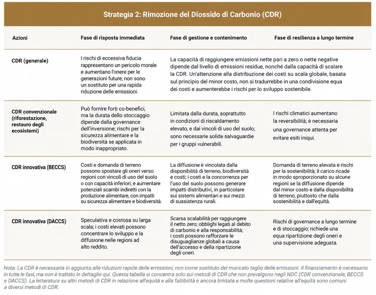 unep tabella strategia rimozione co2
