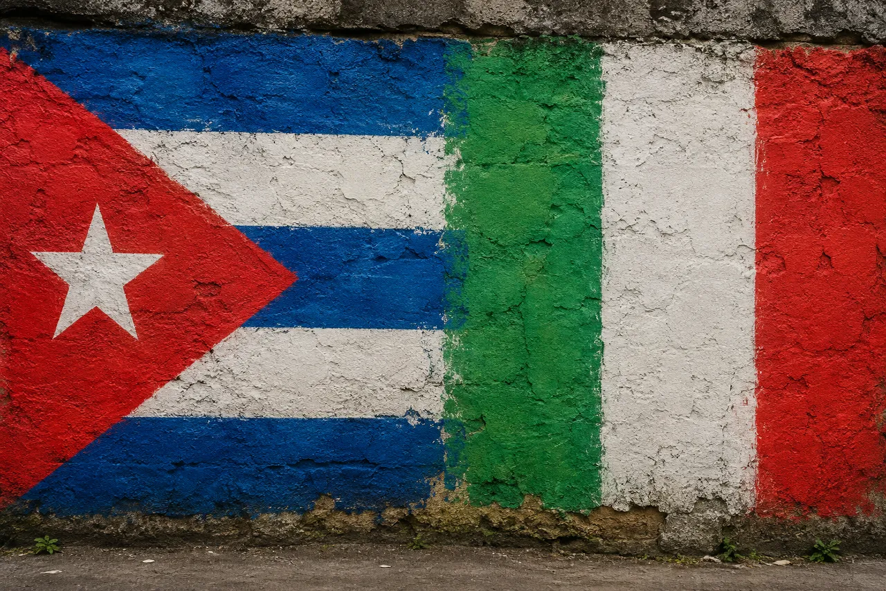 murales di bandiera cubana e italiana