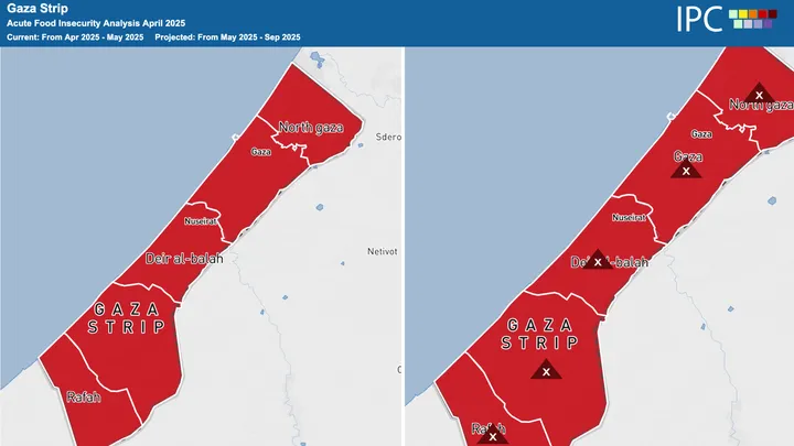 la striscia di Gaza nella mappa di IPC