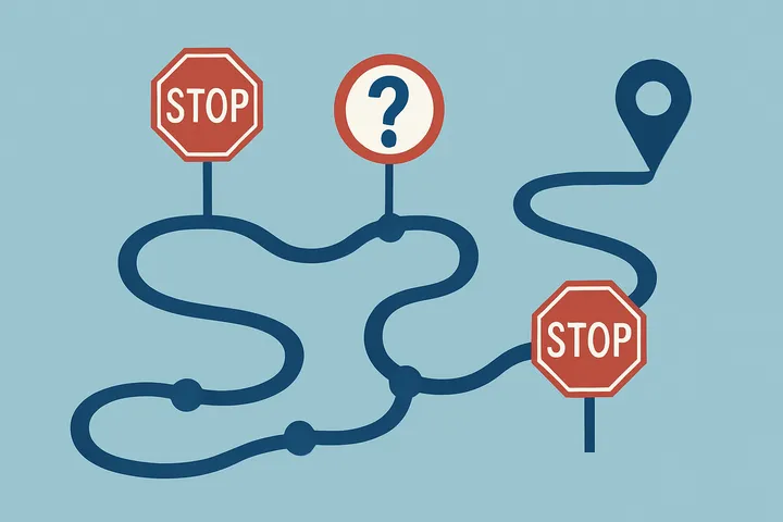 percorso con segnali di stop