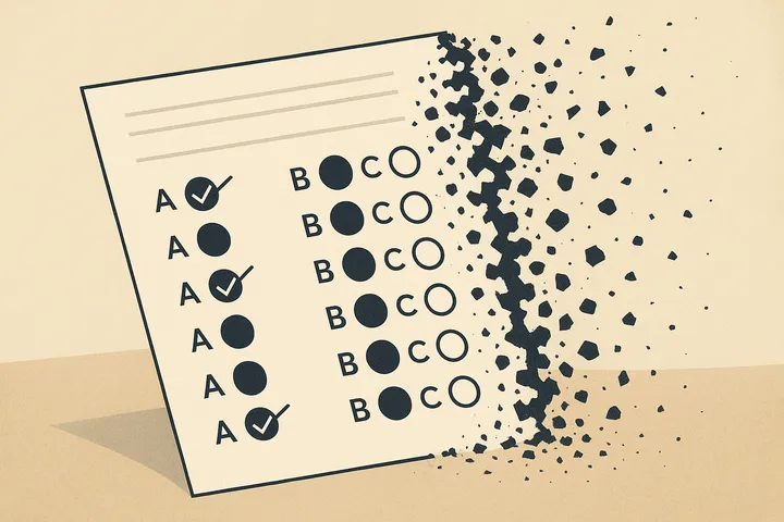 immagine di un quiz che si sgretola
